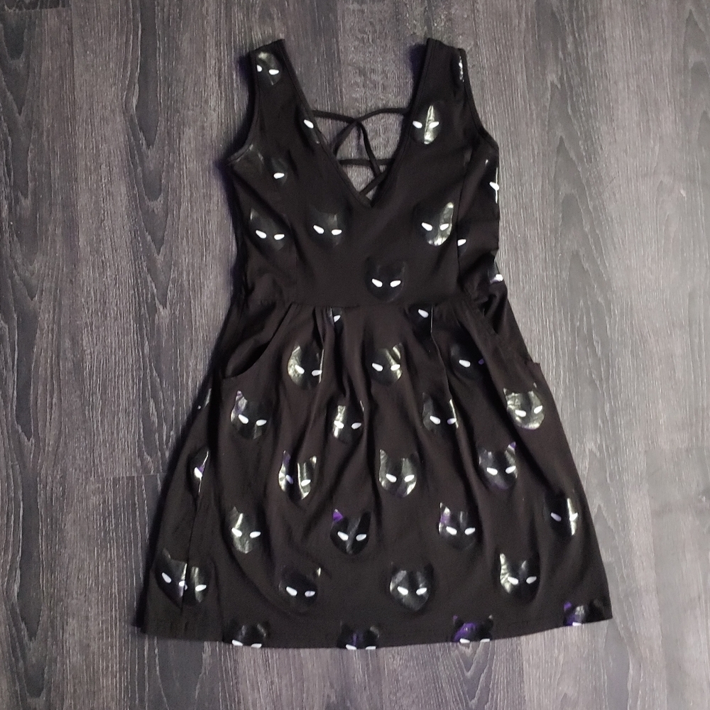 Black cat face dress